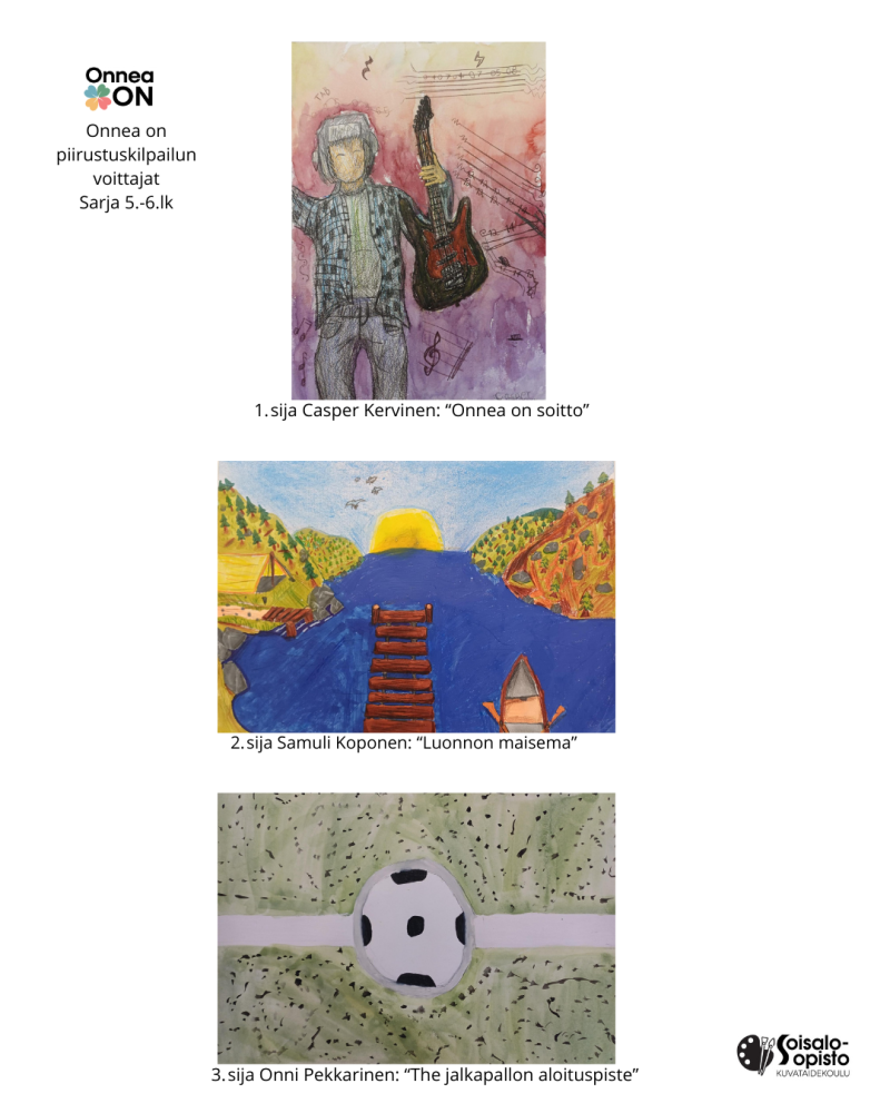 Onnea on -piirustuskilpailun sarja 5.-6.lk voittajat