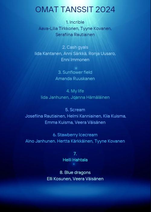 Omat tanssit esiintymisjärjestys 1