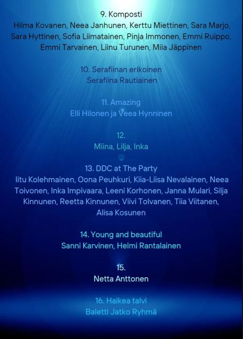 Omat tanssit esiintymisjärjestys 2