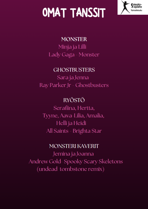 Omat tanssit esiintymisjärjestys 1