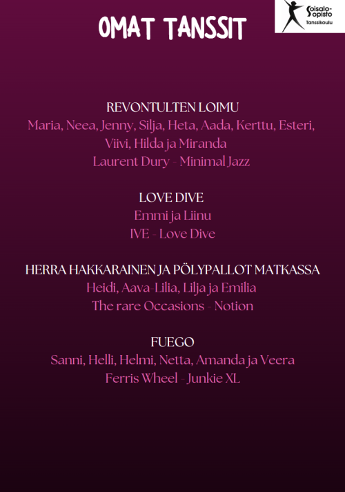 Omat tanssit esiintymisjärjestys 2