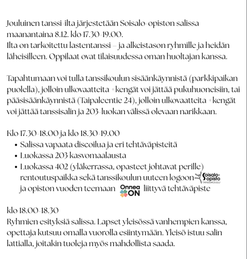 Jouluinen tanssi-ilta