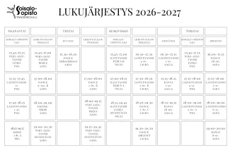 Lukujärjestys 2026-2027