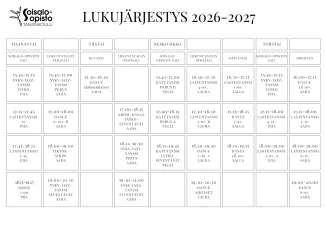 Lukujärjestys 2026-2027