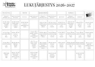 Lukujärjestys 2026-2027