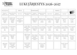 Lukujärjestys 2026-2027
